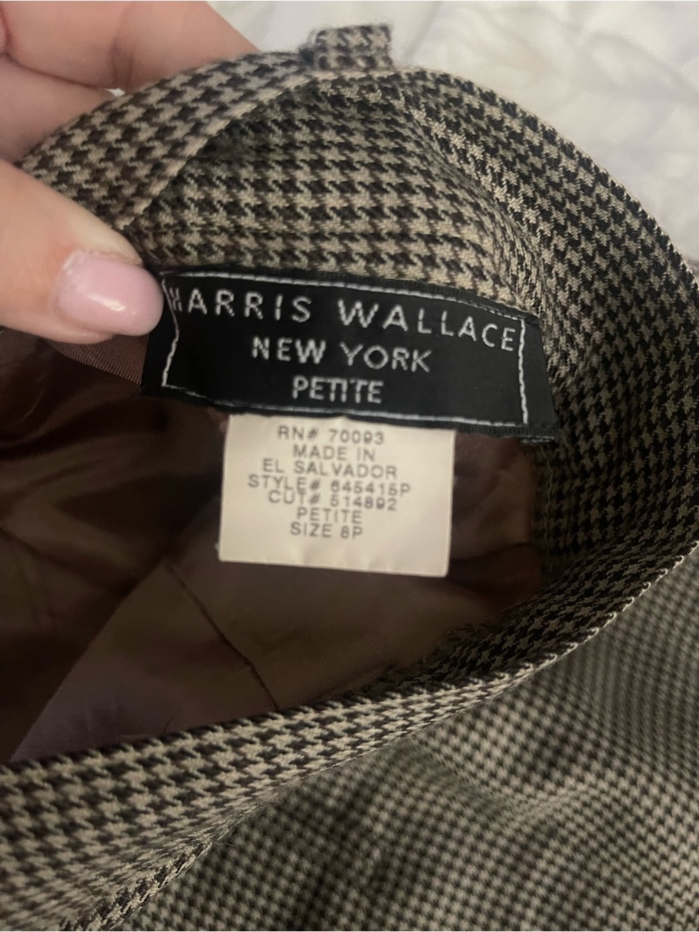Harris Wallace Petite Straight-Leg Pants in Brown Houndstooth